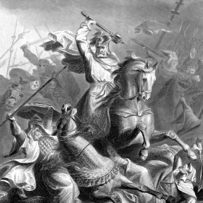 Карл Мартелл наносит удар врагу, сокрушая мавров при Туре (Франция) в 732 году